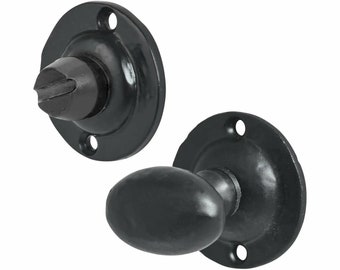 Cast iron Black Antique vintage rustic Bathroom door lock oval Thumb Turn indicator emergency Release Toilet Privacy