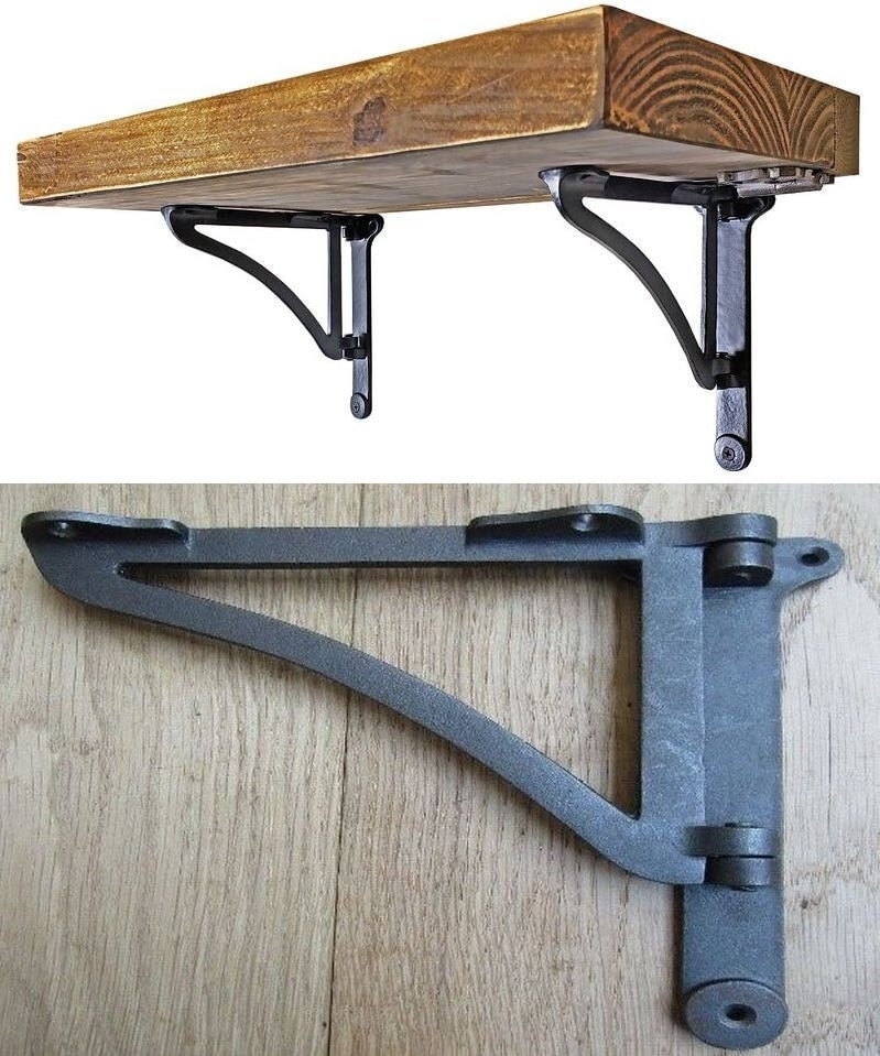 Shelf Brackets with Hooks, Heavy Duty Floating Shelf Bracket, Cast