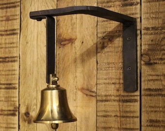 Sonnette de porte de magasin en laiton massif et fonte, support en fonte lourde, carillon de sonnette d'entrée, style rétro vintage, rustique, fait main