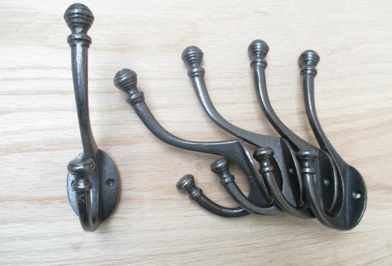 Pack Of 5 FLAT RIMMED Insert hook Cast iron Rustic hat and coat hooks ...
