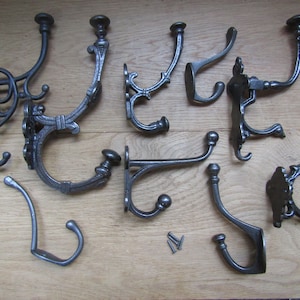 Pack of 5 Cast iron rustic vintage old style hat and coat hooks retro shabby chic industrial pegs OVER 130 DESIGNS to choose from