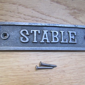 STABLE cast iron vintage rustic wall door sign plaque notice plate antique iron finish