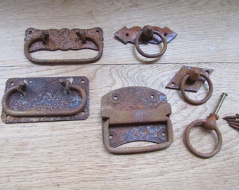 Armario baúl rústico, baúl, cofre, herrajes para muebles antiguos, estilo vintage envejecido, restaurado y reciclado, tiradores