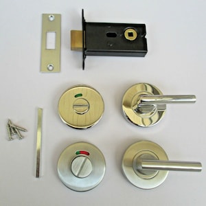 Bathroom door lock Thumb Turn indicator emergency Release Toilet Privacy Set Polished stainless steel/Satin stainless steel
