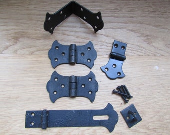 NEGRO ANTIGUO MARIPOSA Vintage rústico Cofre baúl mesa muebles armario puerta accesorios