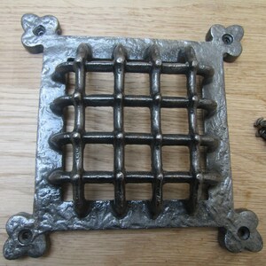 Cast iron Medieval gothic door window glass bullion aperture grille cover Period home air vent Ventilation cover grill 6" ANTIQUE IRON