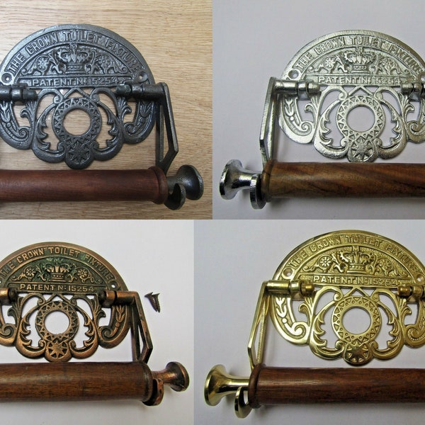 CROWN TOILET FIXTURE Paper toilet roll holder rustic vintage antique ornate fancy old style roll holder loo wc holder