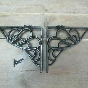 PAIR of BROMLEY Cast iron antique old Rustic vintage retro scaffold shelf brackets Shelf Bracket ornate decorative fancy