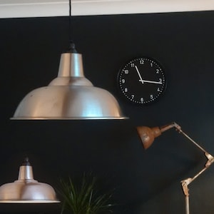 14"/36cm Rustic POLISHED STEEL ceiling light Shade Round industrial Vintage Retro Old Style factory ceiling pendant light Shade