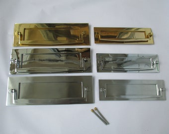 POSTAL DOOR Letter plate KNOCKER Sprung solid brass letter box post plate cover Victorian style front door letter plate chrome/brass