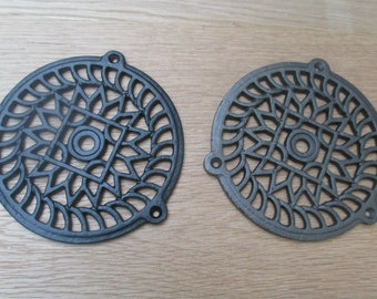 ROUND CIRCLE cast iron old retro vintage repro rustic repair plate air vent air brick grill cover