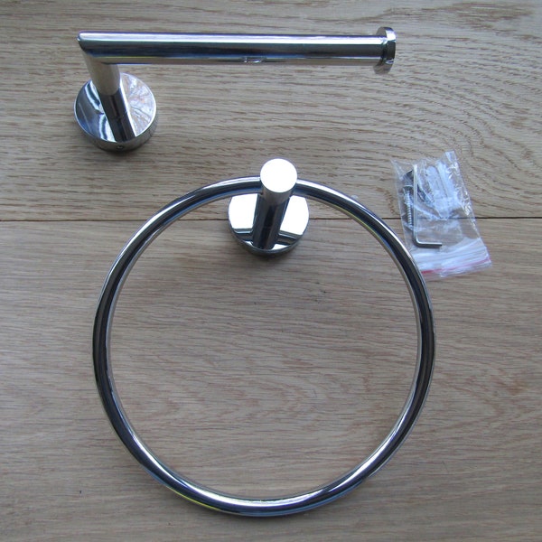 POLISHED STAINLESS STEEL  Bathroom accessories towel ring toilet roll holder stand robe hook