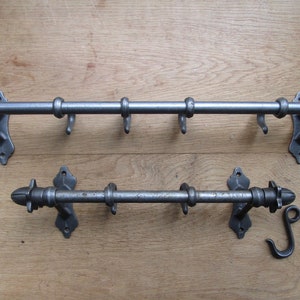 VINTAGE UTENSIL kitchen pot pan rack hook rail antique country cottage farmhouse utensil hanger hooks sliding s hook Cast iron
