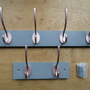 Grey Slate wooden coat rail rack peg board hanger Rose gold victorian style hook Hallway Cloakroom Hook rail