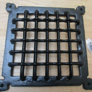 Cast iron Medieval gothic door window glass bullion aperture grille cover Period home air vent Ventilation cover grill 12" BLACK ANTIQUE