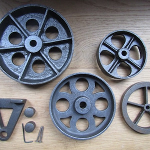 CAST IRON Vintage victorian style old industrial rustic furniture trolley table cart Axle wheels fittings