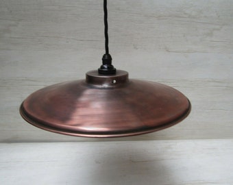 11" SHALLOW ANTIQUE COPPER ceiling light Shade Round industrial Vintage Retro Old Style factory ceiling pendant light Shade
