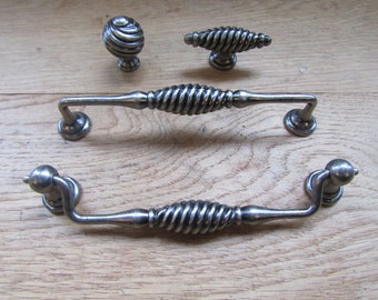 TWISTED CAGE PEWTER Kitchen cabinet cupboard drawer knob pull handles retro upcycle restoration fittings