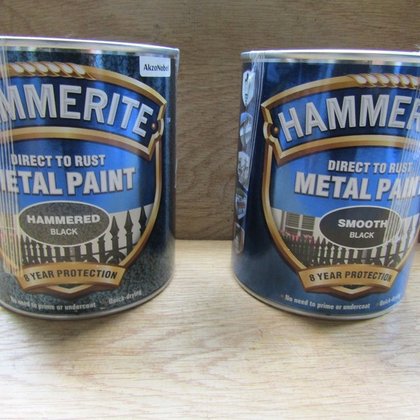 Hammerite Metal Exterior Interior IRON Paint Finish -Direct To Rust - Black Garden railing paint