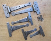 In 6 SIZES Hand Forged PENNY END blacksmith iron traditional old english cottage country rustic door Cupboard Cabinet t tee hinges
