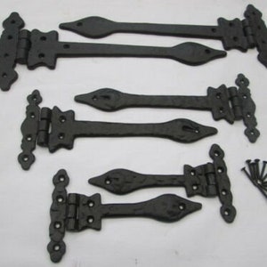PAIR of LEAF Cast iron rustic vintage decorative ornate spear fancy kitchen cabinet cupboard door hinges IN 6&quot;/9&quot;12&quot;