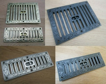 Ornate Vintage Victorian Style Rustic Ventilation Grille Wall Air Vent open shut cover Adjustable hit & Miss Open shut slotted vent