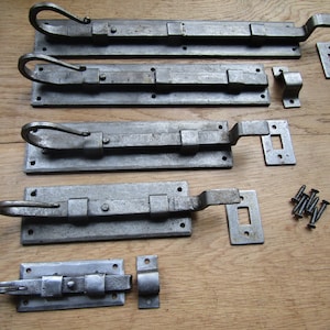 RAT TAIL CURLY Door Bolt Hand forged blacksmith traditional vintage door slide bolt wrought iron old  rustic shepherds crook lock latch bolt