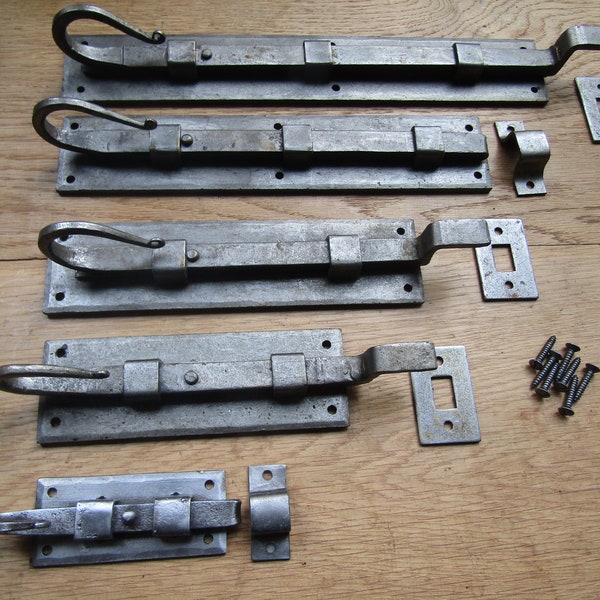 RAT TAIL CURLY Door Bolt Hand forged blacksmith traditional vintage door slide bolt wrought iron old  rustic shepherds crook lock latch bolt