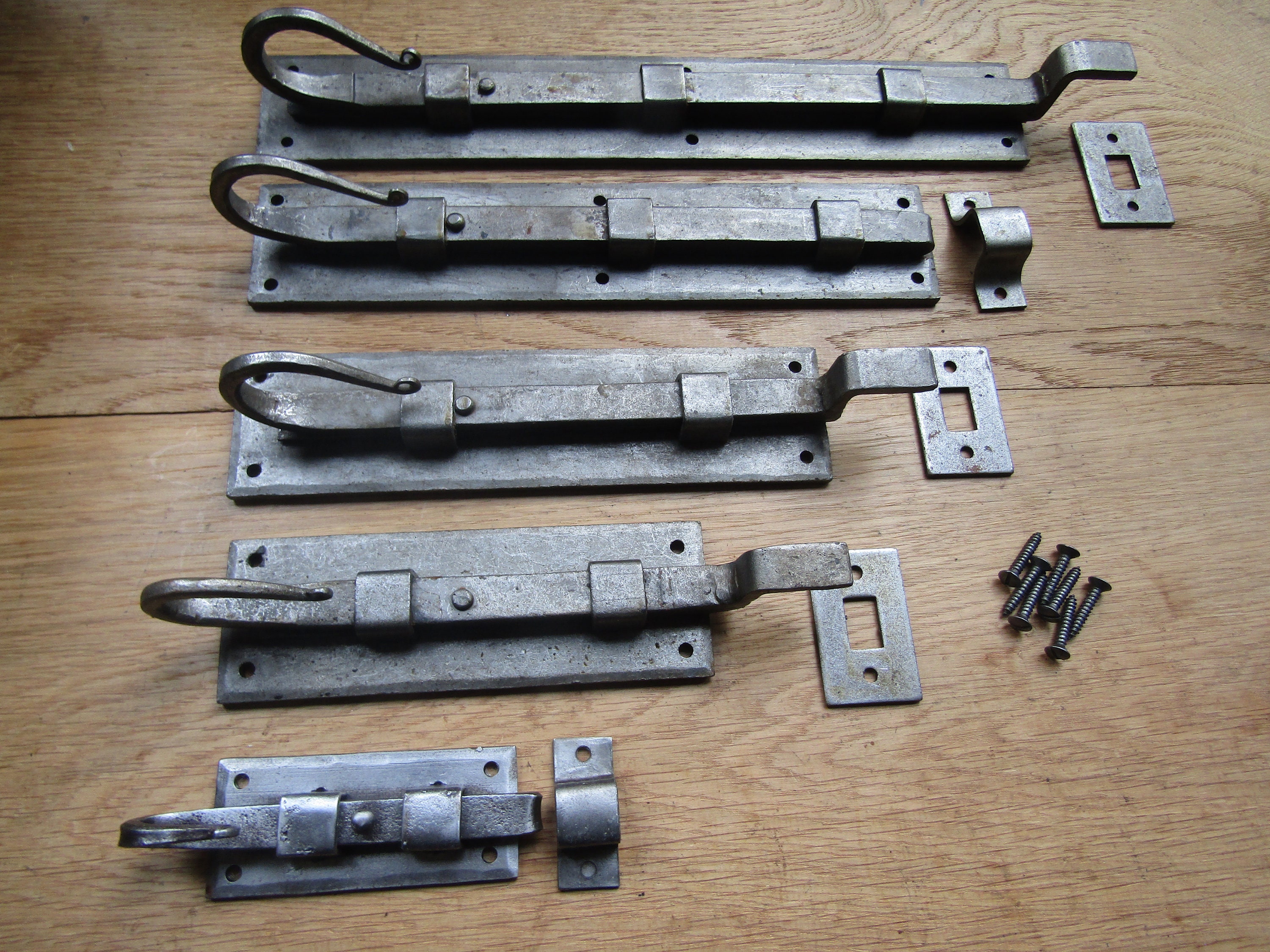 RAT TAIL CURLY Door Bolt Hand forged blacksmith traditional vintage door slide bolt wrought iron old  rustic shepherds crook lock latch bolt