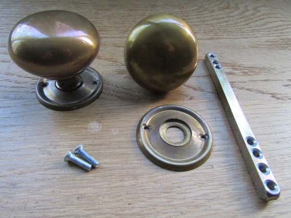 British Handmade Large Modern Oval Mortice Door Knobs in Nickel