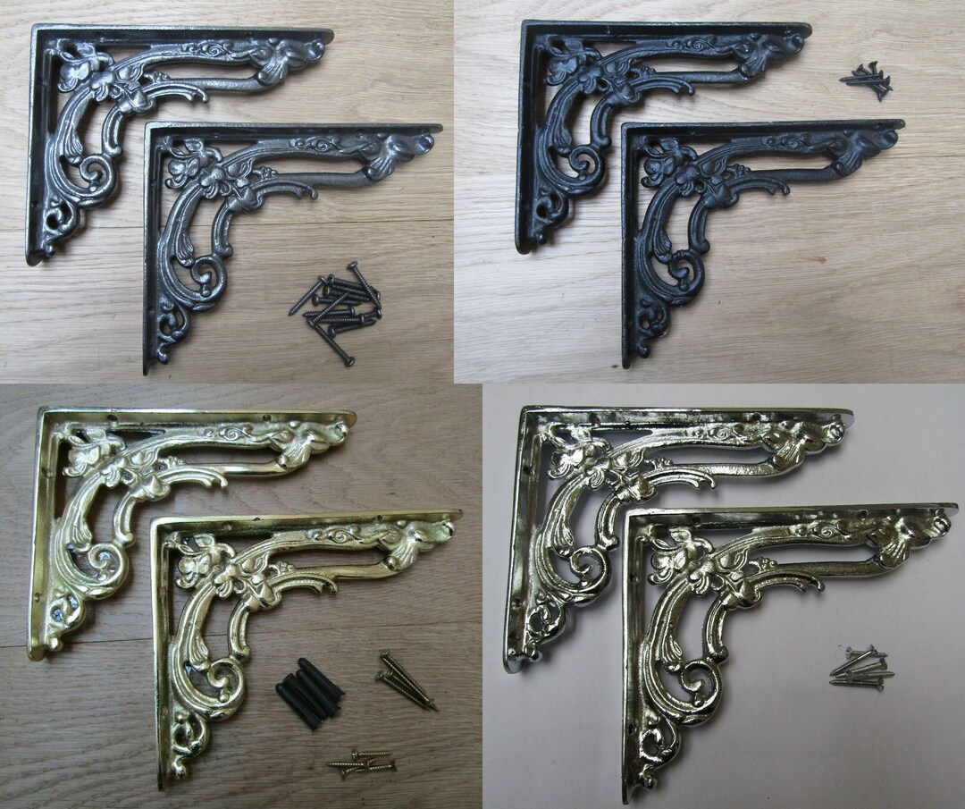 COPPIA Di Staffe Per Mensole In Ferro Rustico Ponteggio Antico Vintage 6" PENNY NERO Forca Terminale Ironbridge Vecchie Staffe Per Mensole Retrò - Foto 3