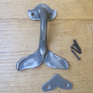 WHALE TAIL Door Knocker Cast iron rustic vintage country cottage front door Antique iron industrial gift