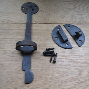 Hand forged GOTHIC BLACKSMITH wrought iron cupboard door latch old rustic retro vintage style door lock latch image 3