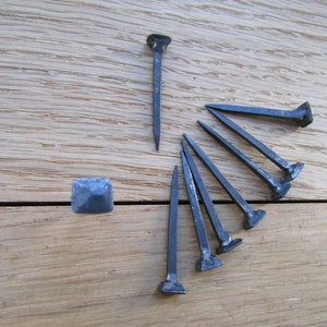 Pack of 10 HAND FORGED NAILS square Head wrought Iron blacksmith Décor Nail Traditional Old rustic antique vintage door Furniture wood craft