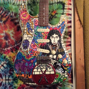 Custom painted Roger Waters tribute guitar