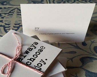 Always Choose Joy Notecards, Inspirational Message, Set of 6