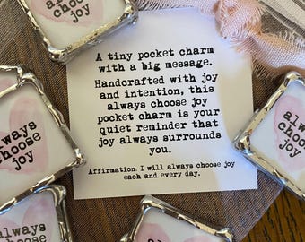 Always Choose Joy Pocket Charm, Inspirational Gift