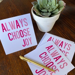 Tarjetas de notas, tarjetas de notas rosas, tarjetas de agradecimiento, elija siempre tarjetas de notas con alegría,