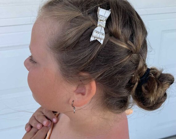 Alligator Print Mini Leather Bow Clip
