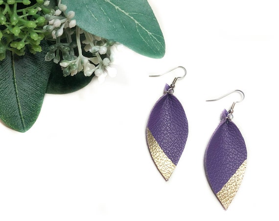 LSU purple and gold leather earrings