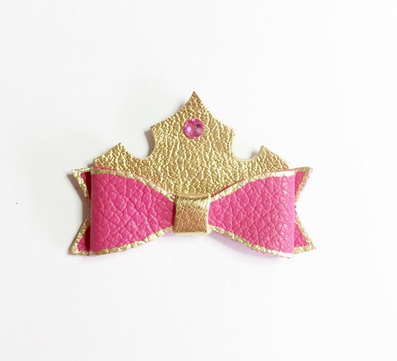 Disney princess bow, princess aurora, sleeping beauty, hair bows for disney, birthday hair bow, handmade, pink girl hair bow, fushia