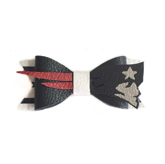 New England Patriots Inspired Leather hair bow.