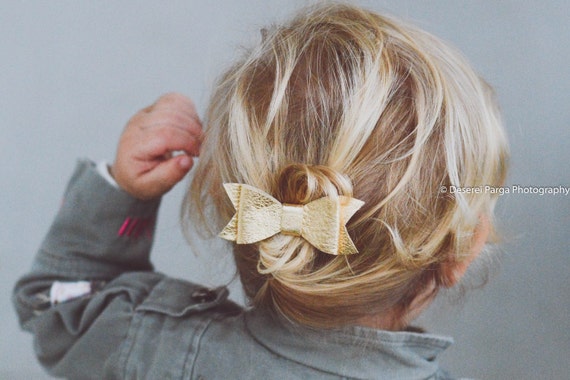 Gold Baby Leather Hair Clip
