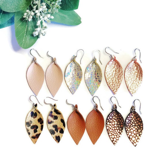 Small Leather earrings for women. Choose your own color
