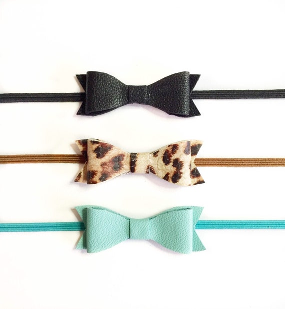 Baby Newborn Headband set in black, leopard and mint