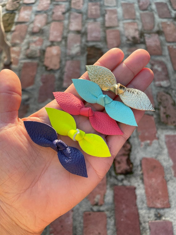 Leather Knot hair clips for girls Set of five