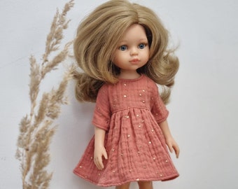 Vestido de muselina para amigas paola reina, vestido de muselina La Amigas, vestido de muselina marsala, ropa de muñeca amigas