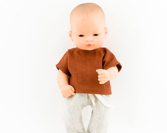 Miniland doll clothes, 32 cm Miniland doll, linen doll pants, linen doll shirt, 12 inch doll clothes