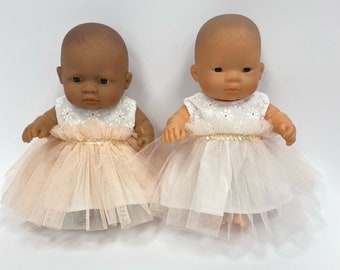 Robe de poupée bébé Miniland, robe de poupée, robe en tulle, robe en tulle rose, robe de poupée de 21 cm, vêtements de poupée de 9 pouces,