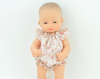 Miniland 32 cm doll romper, floral doll romper, Miniland floral romper, miniland doll clothes